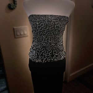 Beautiful tango skirt with back slit and sparkly top